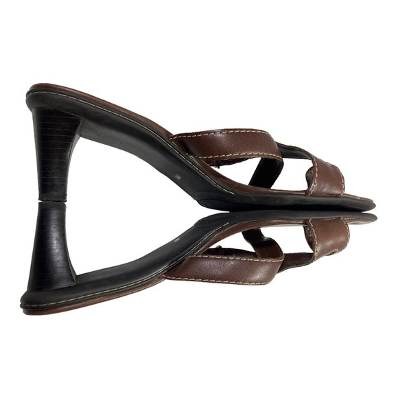 Etienne Aigner Sandals 8M Brown Leather Slip On Toe Thong Sandals - Picture 5 of 8